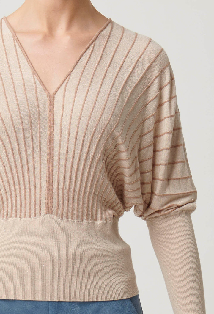 ONCE WAS Francine Viscose Nylon Knit Top in Buckwheat knit Once Was