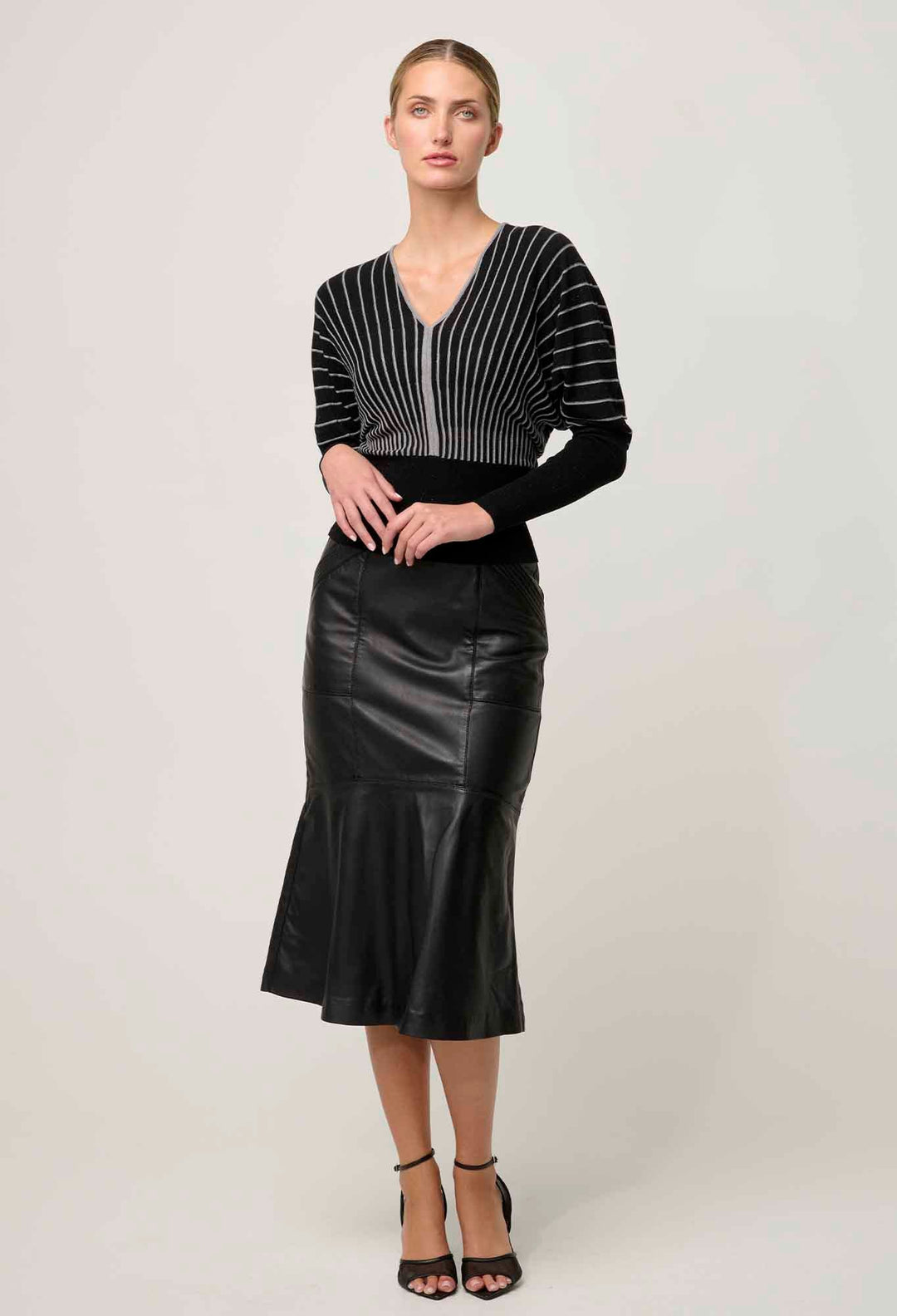 ONCE WAS Francine Viscose Nylon Knit Top in onyx knit Once Was