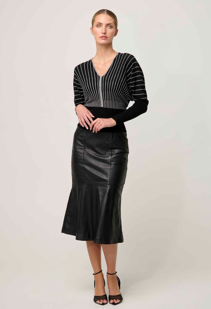 ONCE WAS Francine Viscose Nylon Knit Top in onyx knit Once Was