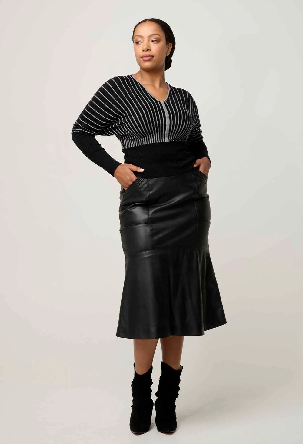 ONCE WAS Francine Viscose Nylon Knit Top in onyx knit Once Was