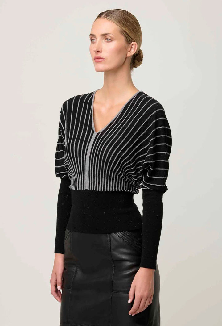 ONCE WAS Francine Viscose Nylon Knit Top in onyx knit Once Was