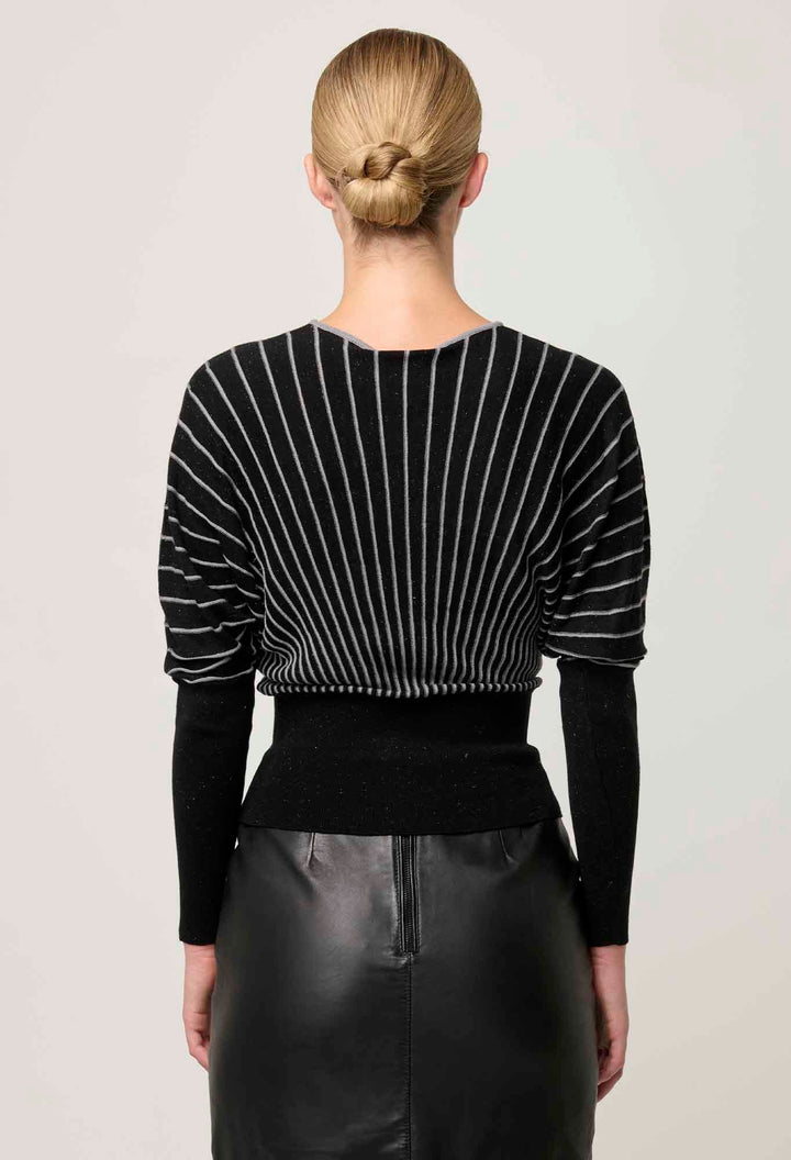 ONCE WAS Francine Viscose Nylon Knit Top in onyx knit Once Was