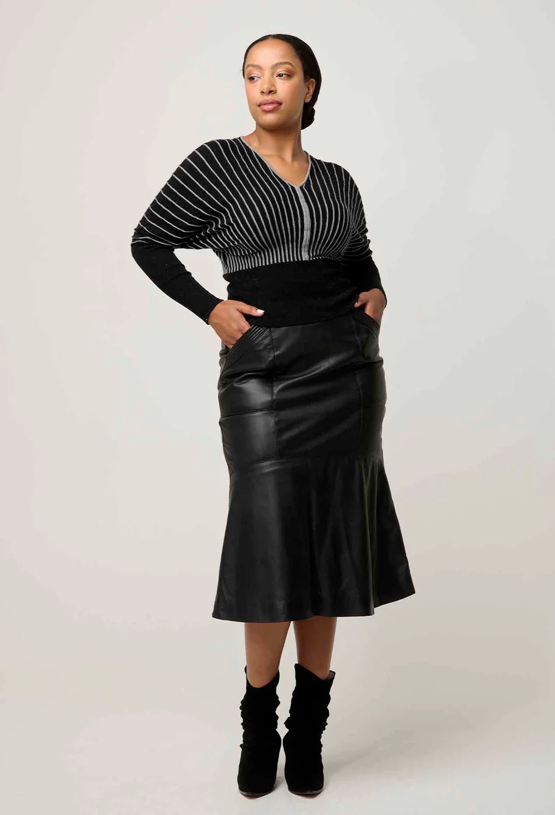 ONCE WAS Francine Viscose Nylon Knit Top in onyx knit Once Was