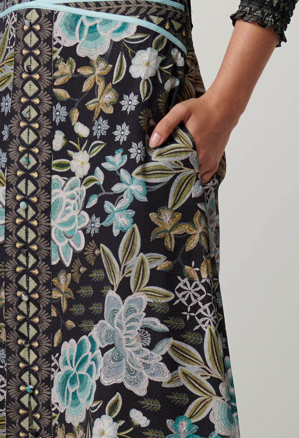 ONCE WAS HArper Viscose Waist panel Skirt - Dahlia Fields skirt Once Was