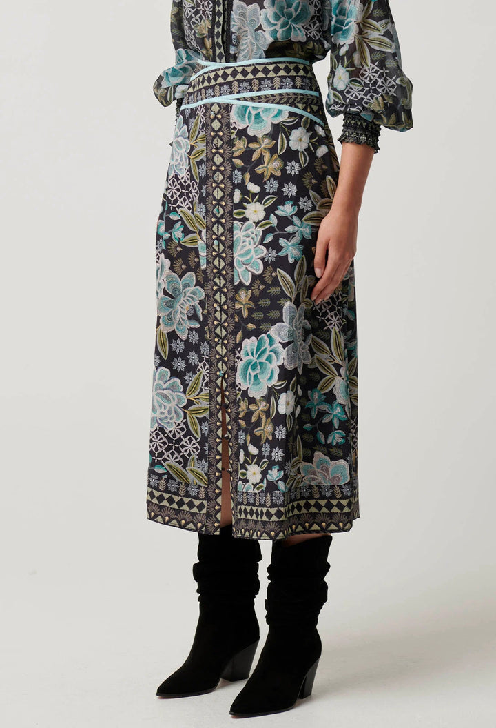 ONCE WAS HArper Viscose Waist panel Skirt - Dahlia Fields skirt Once Was