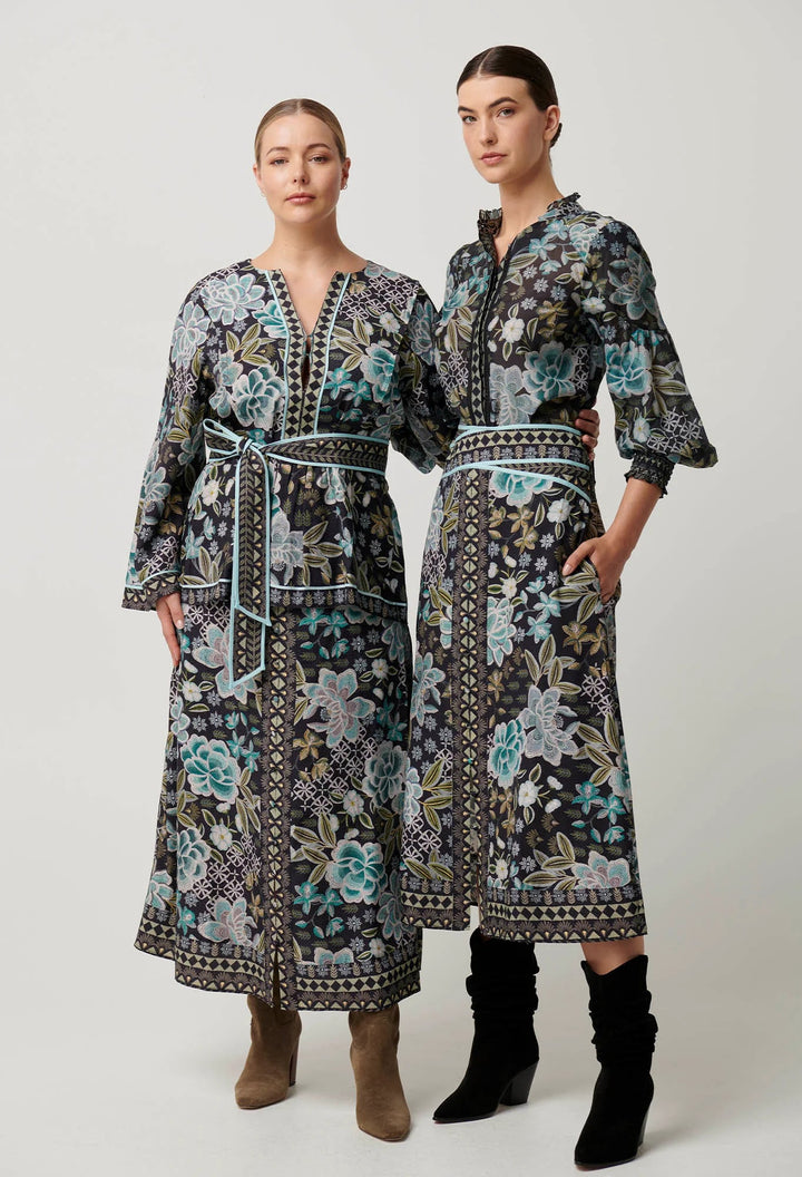 ONCE WAS HArper Viscose Waist panel Skirt - Dahlia Fields skirt Once Was