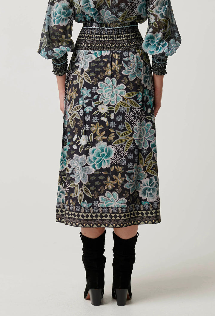 ONCE WAS HArper Viscose Waist panel Skirt - Dahlia Fields skirt Once Was