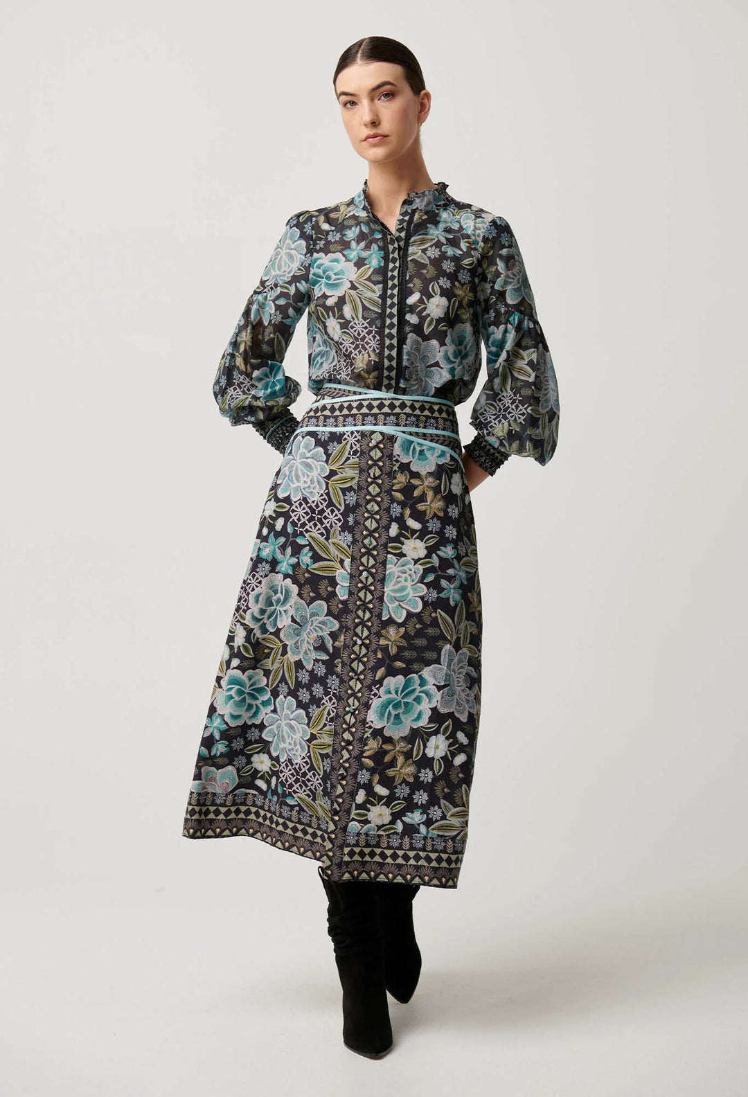 ONCE WAS HArper Viscose Waist panel Skirt - Dahlia Fields skirt Once Was