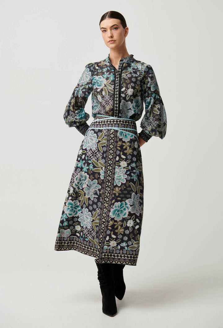 ONCE WAS HArper Viscose Waist panel Skirt - Dahlia Fields skirt Once Was