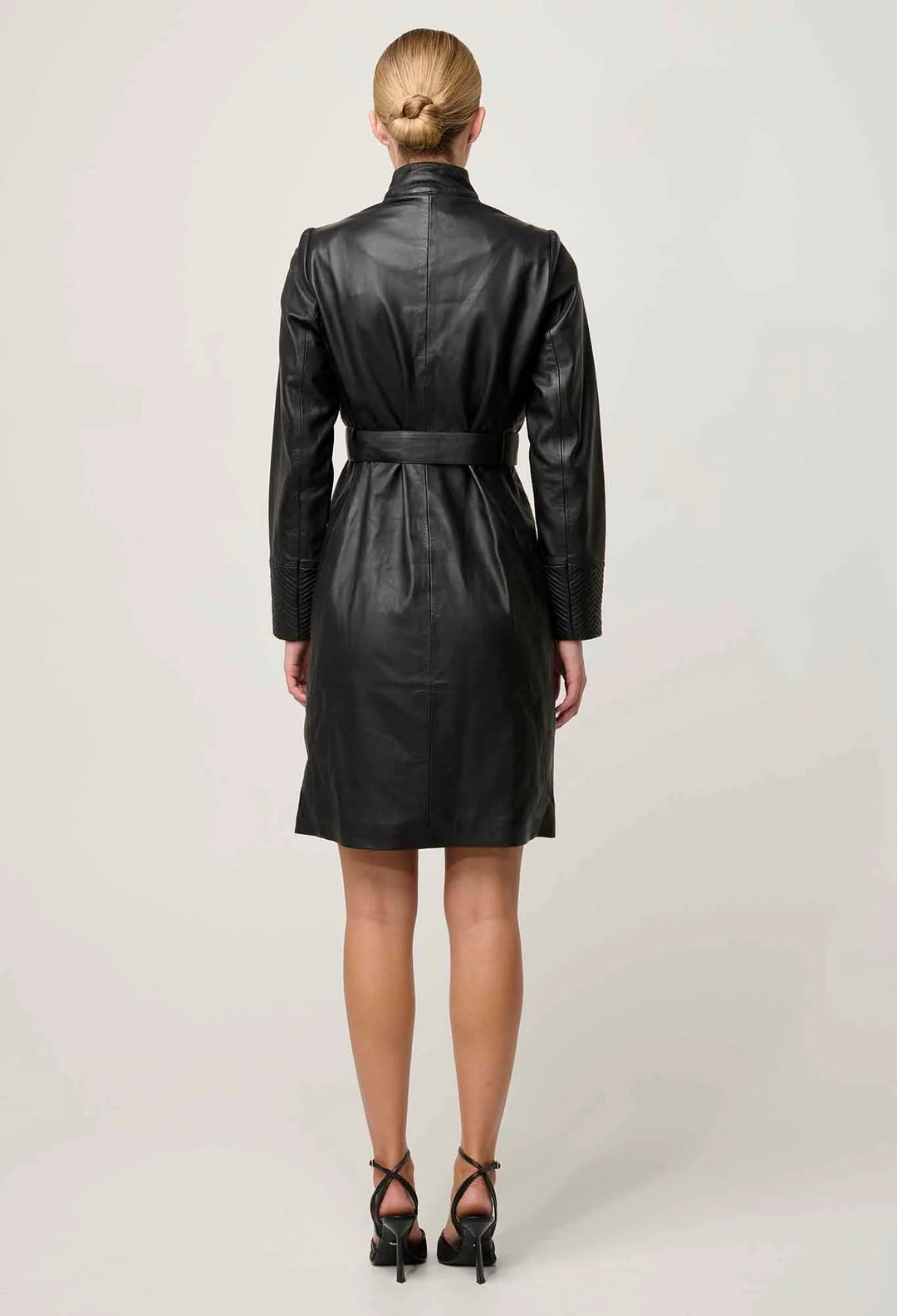 ONCE WAS Leighton Leather Herringbone Stitch double breasted coat Coats & Jackets Once Was