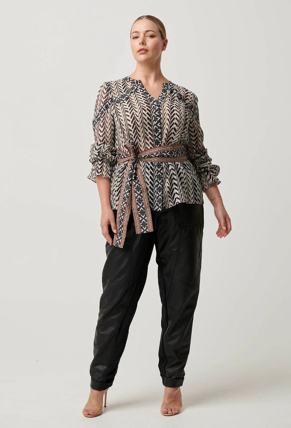 ONCE WAS Lucent Crinkle cotton Blouse - Black Blouse Once Was