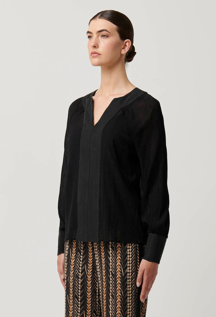 ONCE WAS Lucent Crinkle cotton Blouse - Black Blouse Once Was