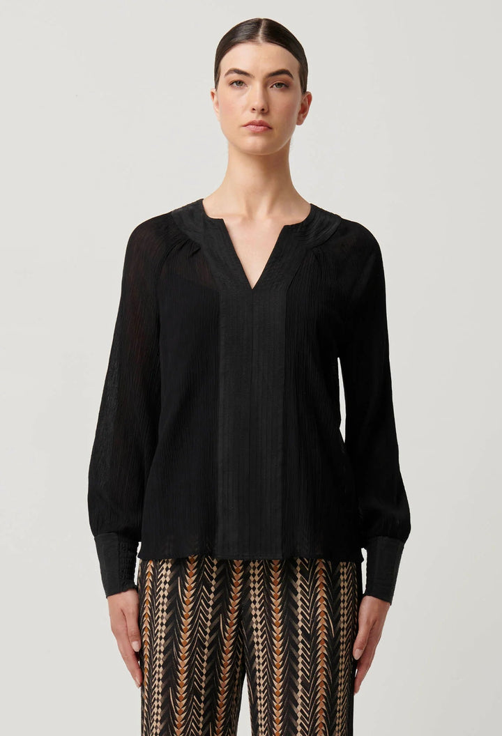 ONCE WAS Lucent Crinkle cotton Blouse - Black Blouse Once Was