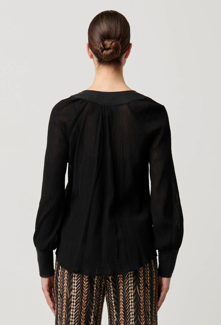 ONCE WAS Lucent Crinkle cotton Blouse - Black Blouse Once Was