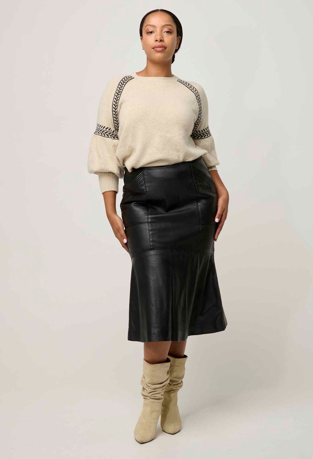 ONCE WAS Luna Merino Wool Knit Top in Blanca knit Once Was