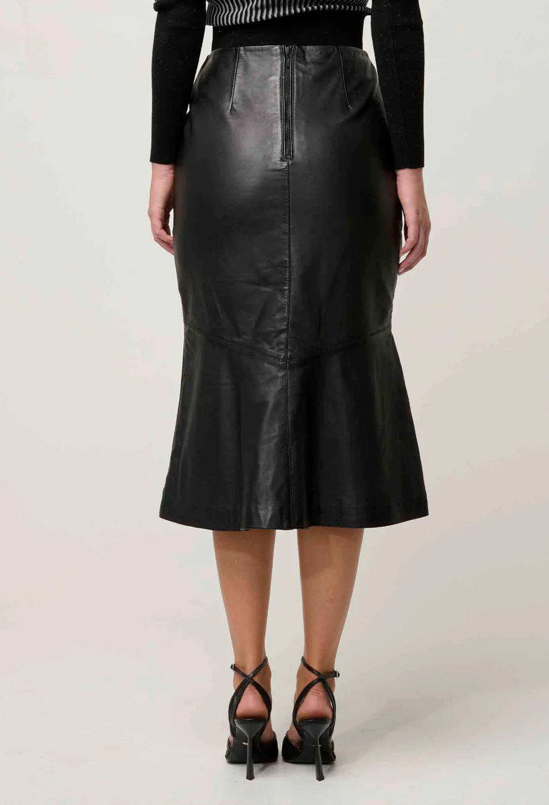 ONCE WAS Mabel Leather Curved Tier Skirt - ONYX skirt Once Was