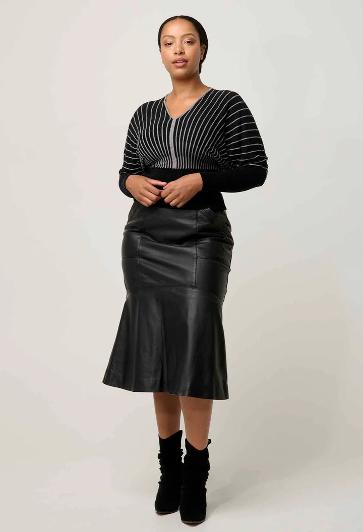 ONCE WAS Mabel Leather Curved Tier Skirt - ONYX skirt Once Was