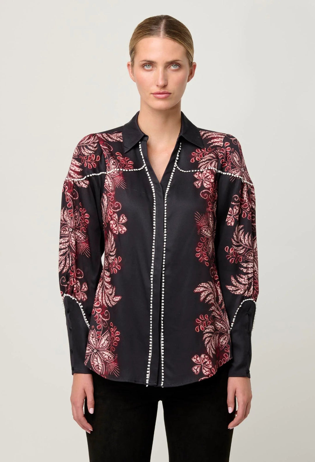 Once Was Marisol tencel Twill shirt in Torera Rose Blouse Once Was