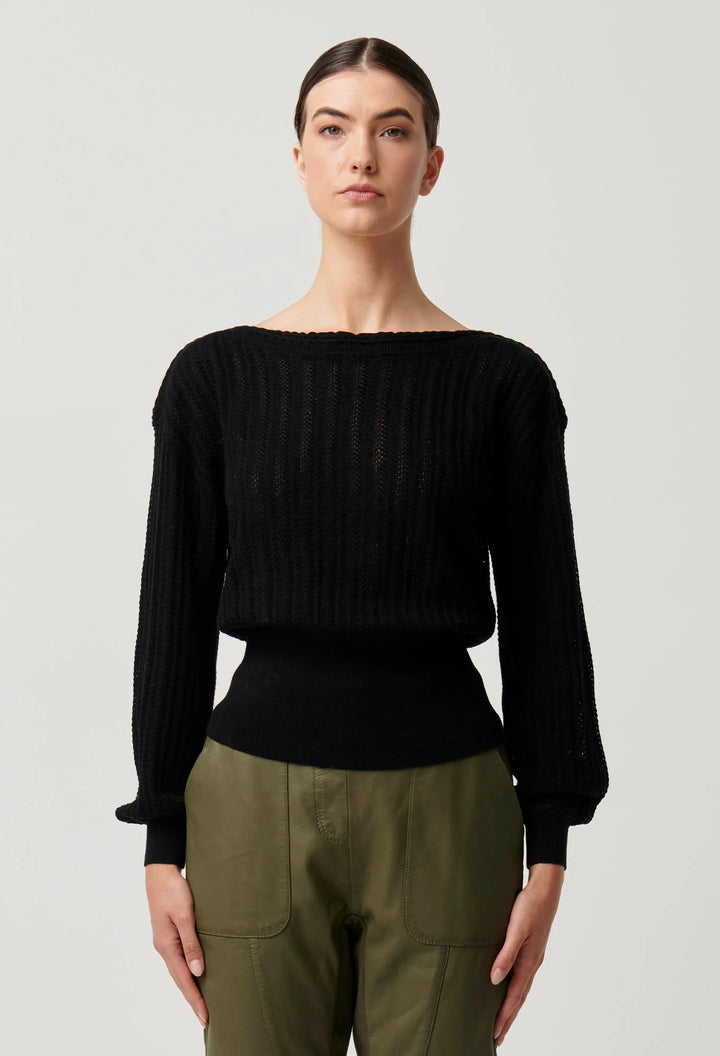 ONCE WAS Marley Superfine Knit Top - Black knit Once Was