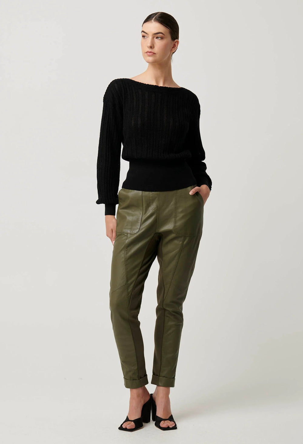 ONCE WAS Marley Superfine Knit Top - Black knit Once Was