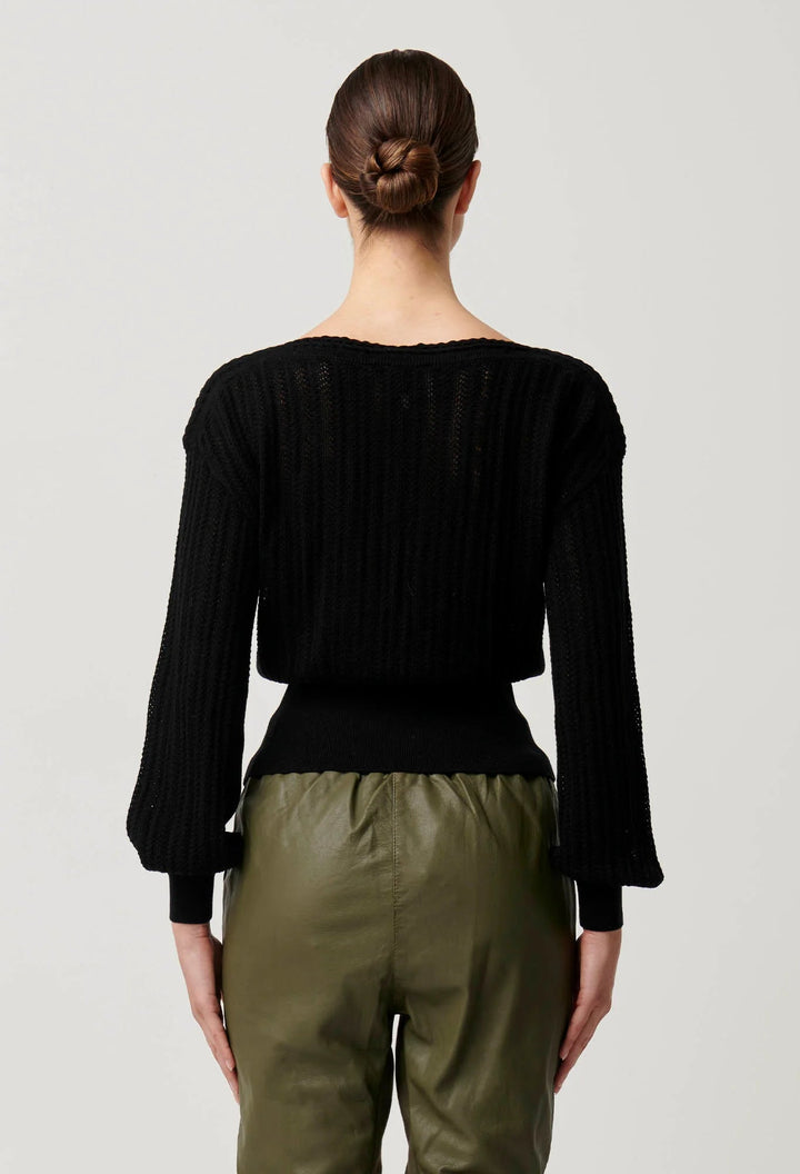 ONCE WAS Marley Superfine Knit Top - Black knit Once Was