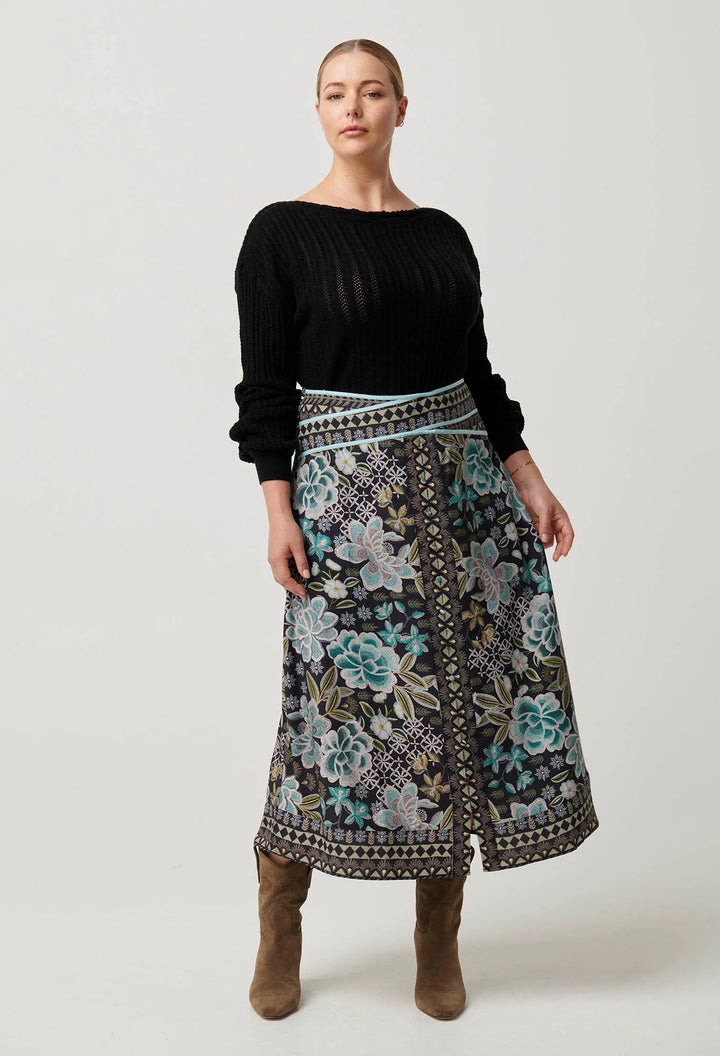 ONCE WAS Marley Superfine Knit Top - Black knit Once Was