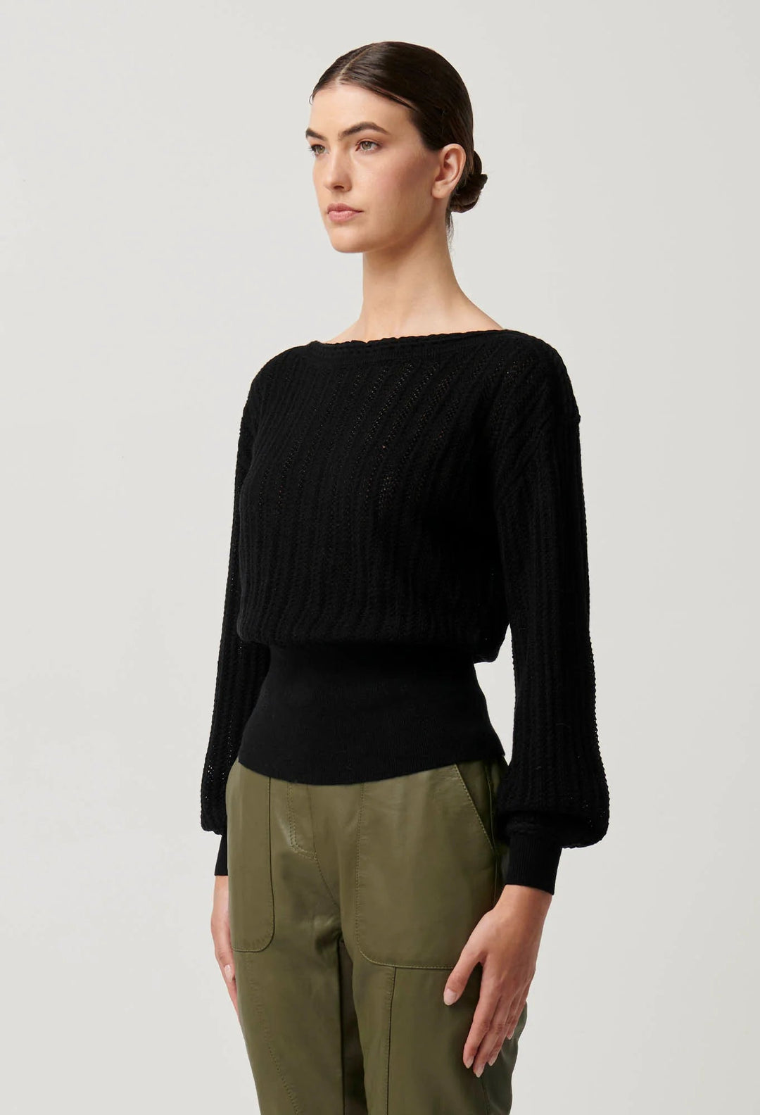 ONCE WAS Marley Superfine Knit Top - Black knit Once Was