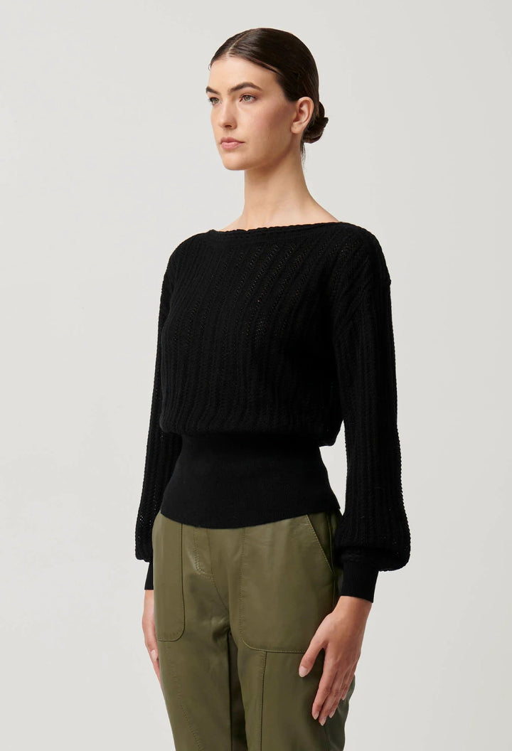 ONCE WAS Marley Superfine Knit Top - Black knit Once Was