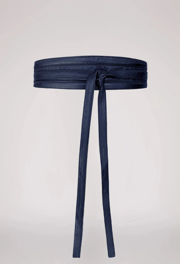 ONCE WAS - Milton Leather Belt - NAvy belt Once Was
