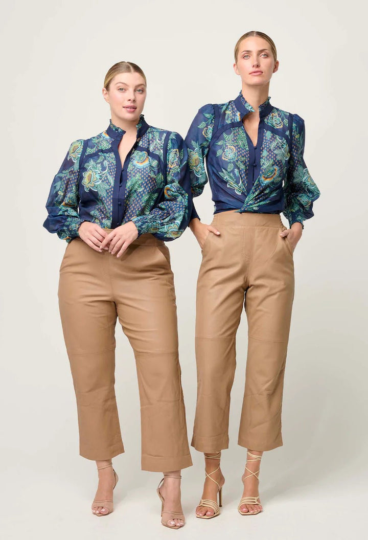 ONCE WAS Montoya Leather Straight leg Pant - Wheat Pant Once Was