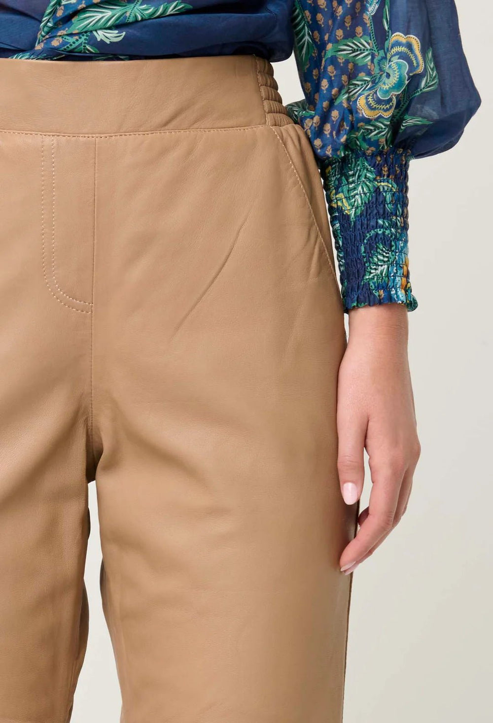 ONCE WAS Montoya Leather Straight leg Pant - Wheat Pant Once Was