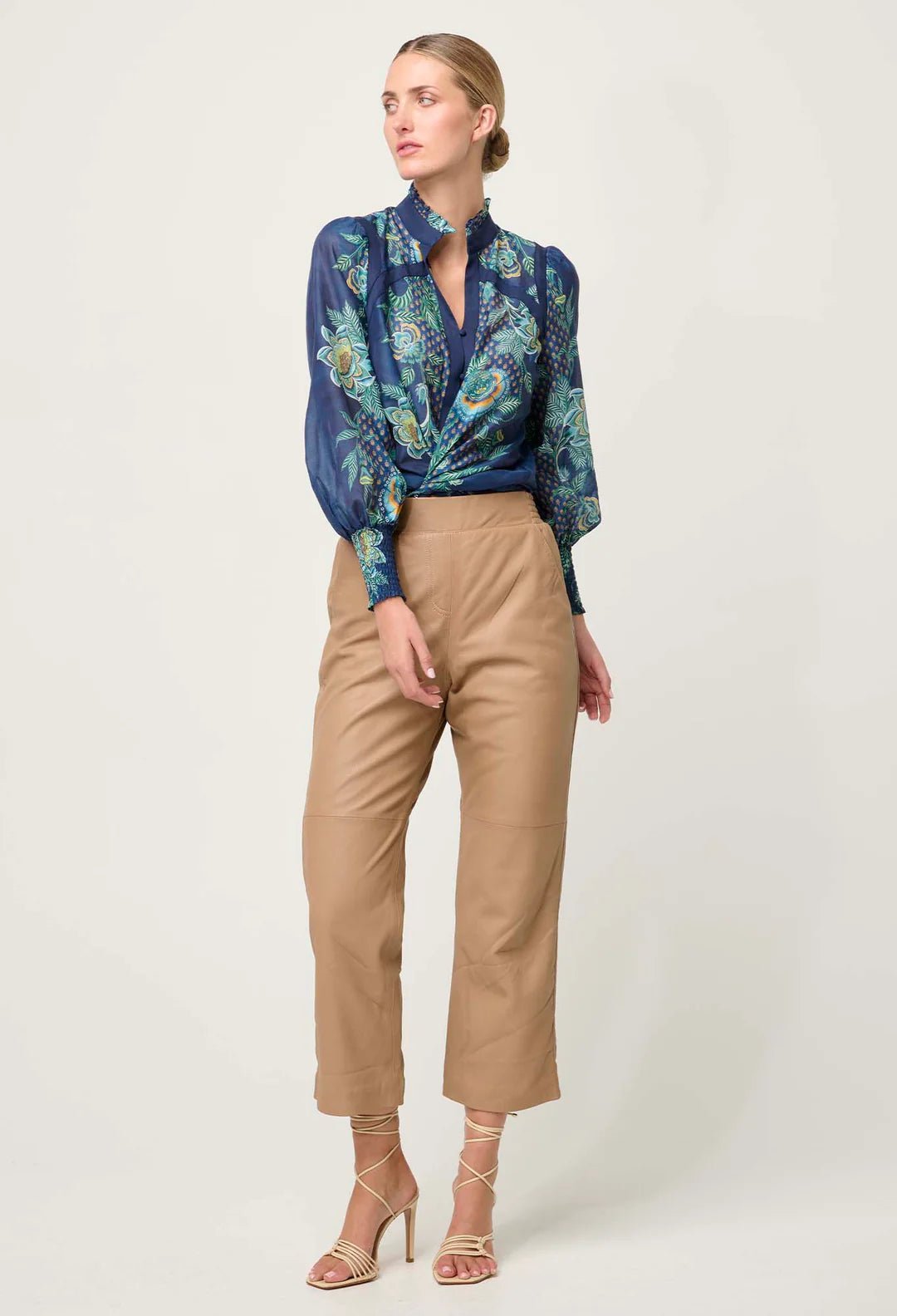 ONCE WAS Montoya Leather Straight leg Pant - Wheat Pant Once Was