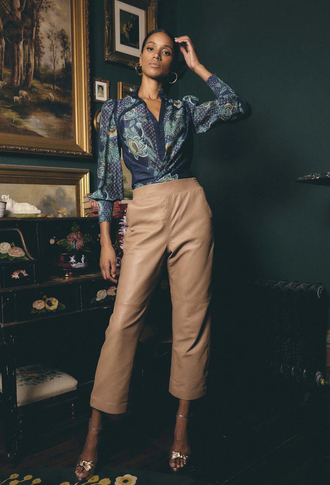 ONCE WAS Montoya Leather Straight leg Pant - Wheat Pant Once Was
