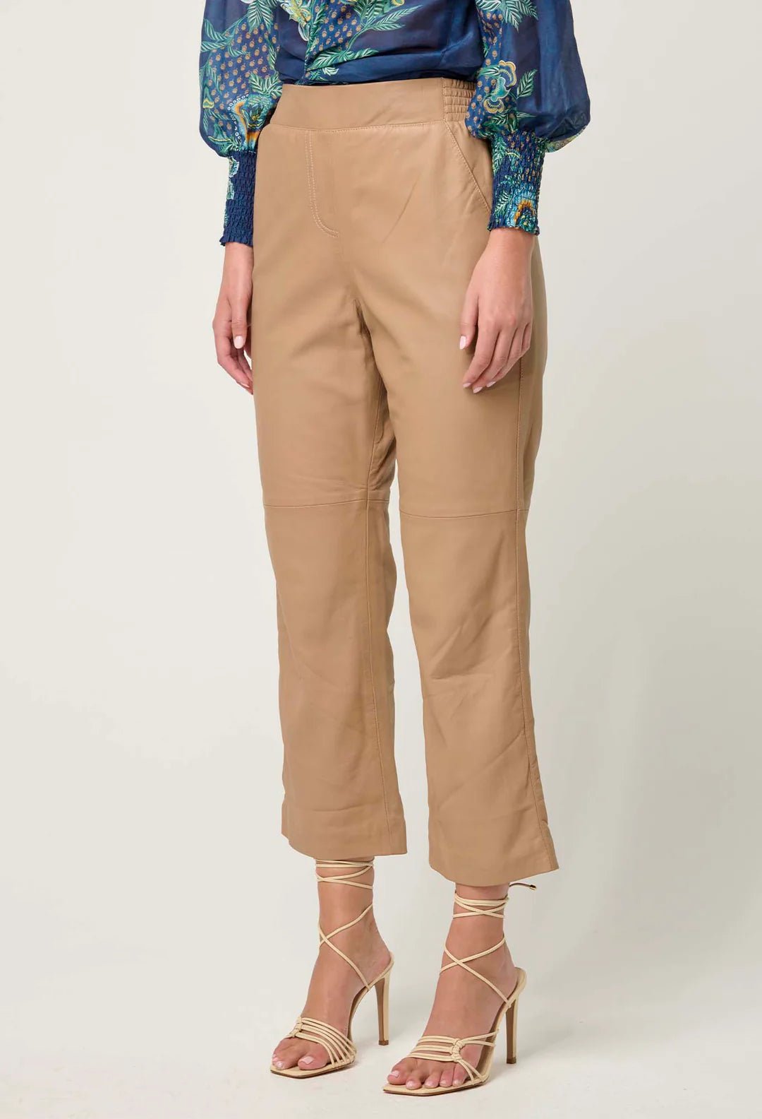 ONCE WAS Montoya Leather Straight leg Pant - Wheat Pant Once Was