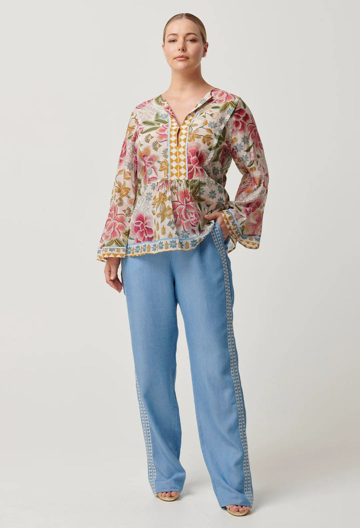 ONCE WAS Ophelia Tencel Placement Embroidered Pant Pant Once Was