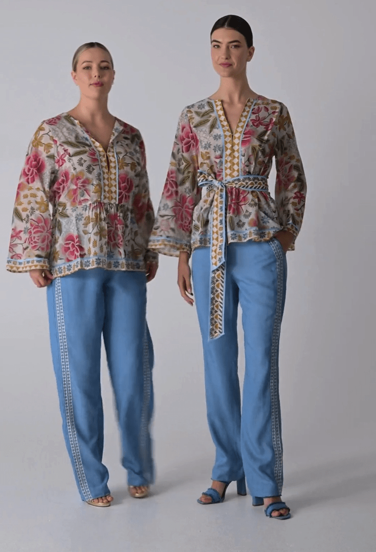 ONCE WAS Ophelia Tencel Placement Embroidered Pant Pant Once Was