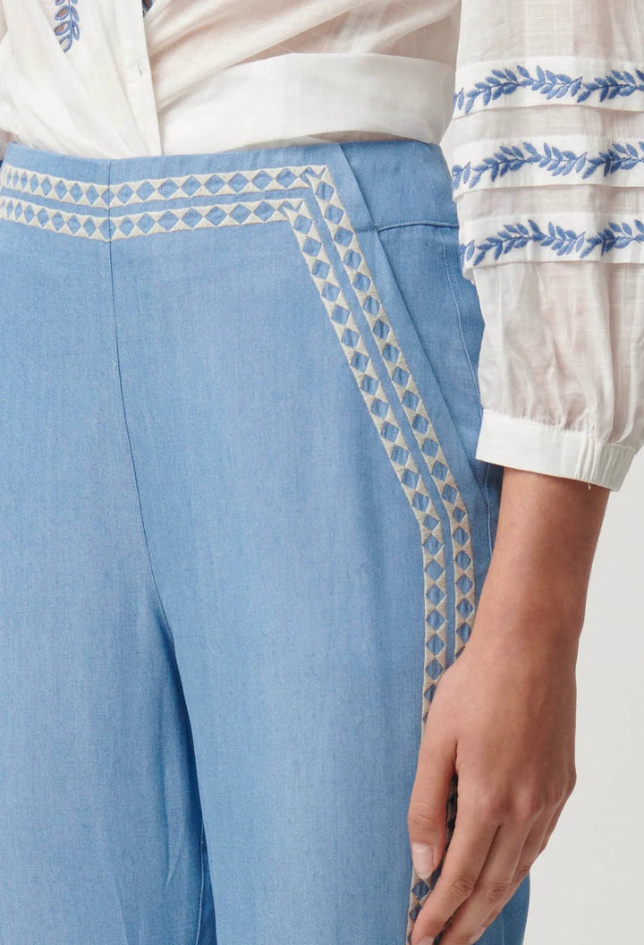 ONCE WAS Ophelia Tencel Placement Embroidered Pant Pant Once Was