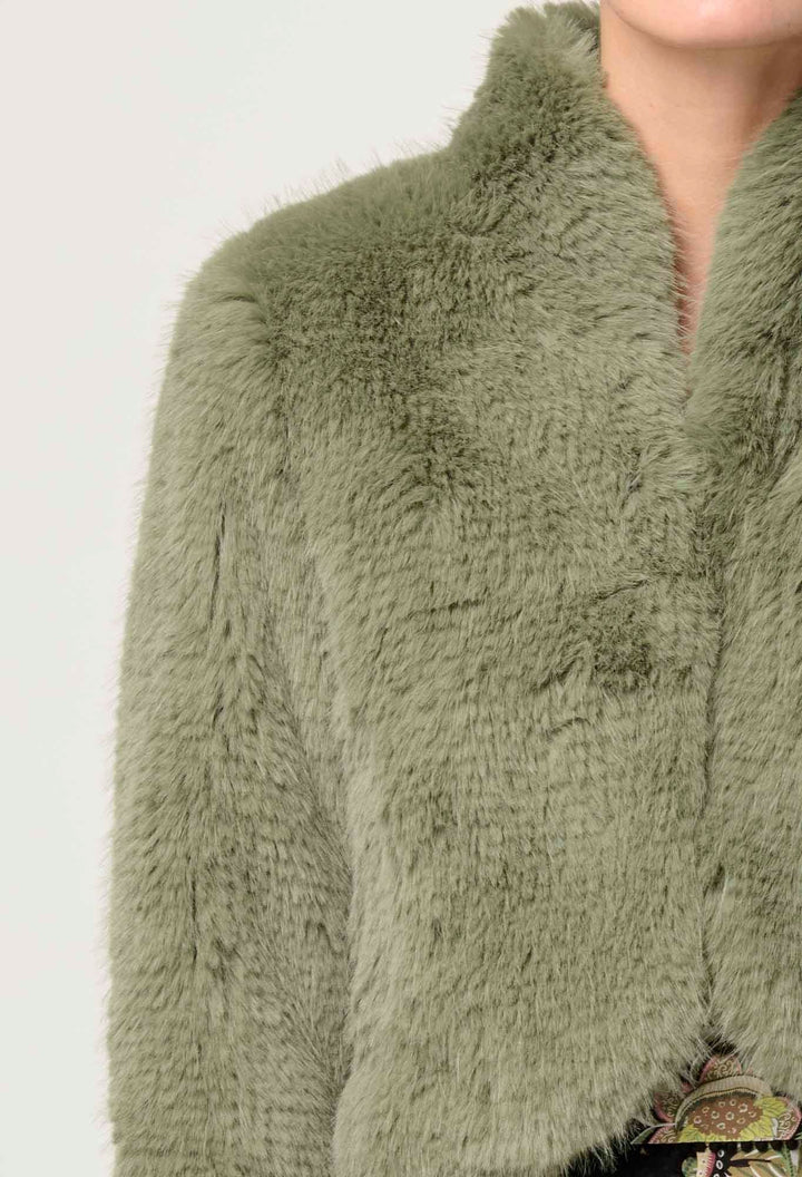 ONCE WAS Reina Faux Fur Jacket in Jade Mist Coats & Jackets Once Was