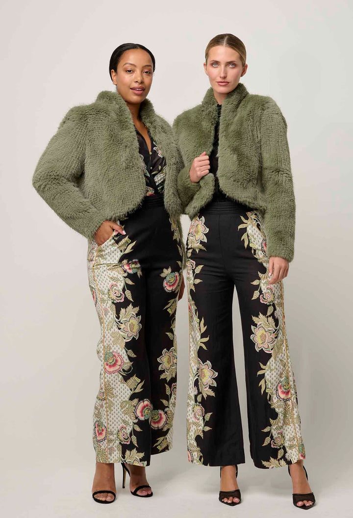 ONCE WAS Reina Faux Fur Jacket in Jade Mist Coats & Jackets Once Was