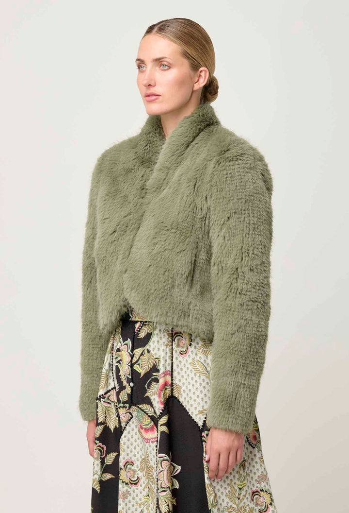 ONCE WAS Reina Faux Fur Jacket in Jade Mist Coats & Jackets Once Was