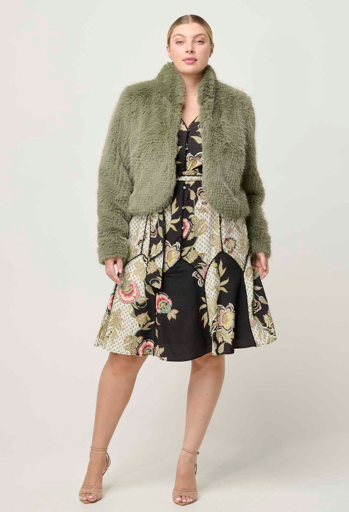 ONCE WAS Reina Faux Fur Jacket in Jade Mist Coats & Jackets Once Was
