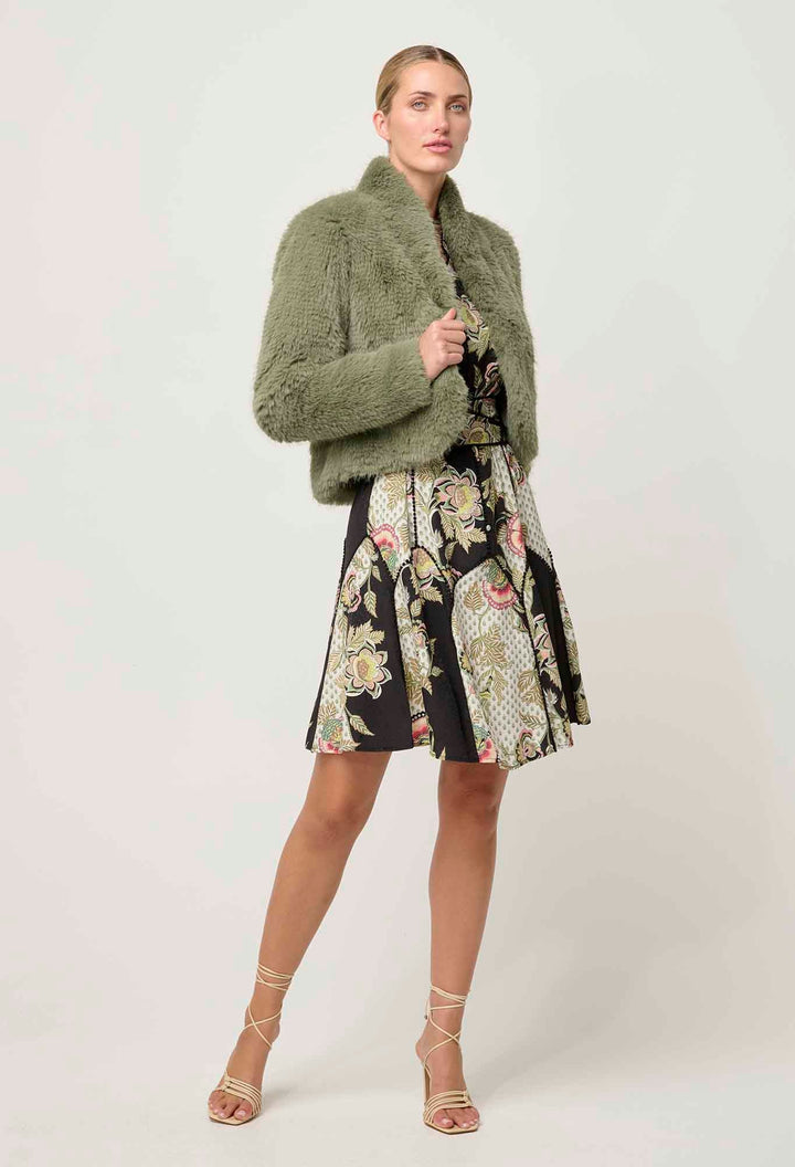 ONCE WAS Reina Faux Fur Jacket in Jade Mist Coats & Jackets Once Was