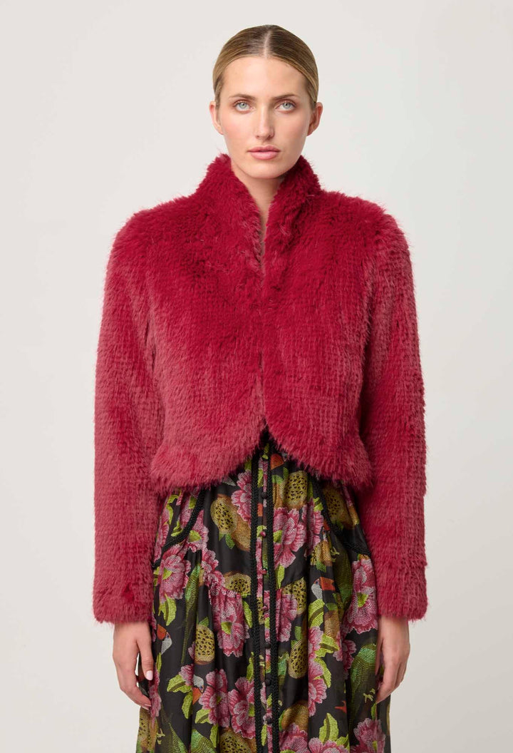 ONCE WAS Reina Faux Fur Jacket in Rosa Coats & Jackets Once Was