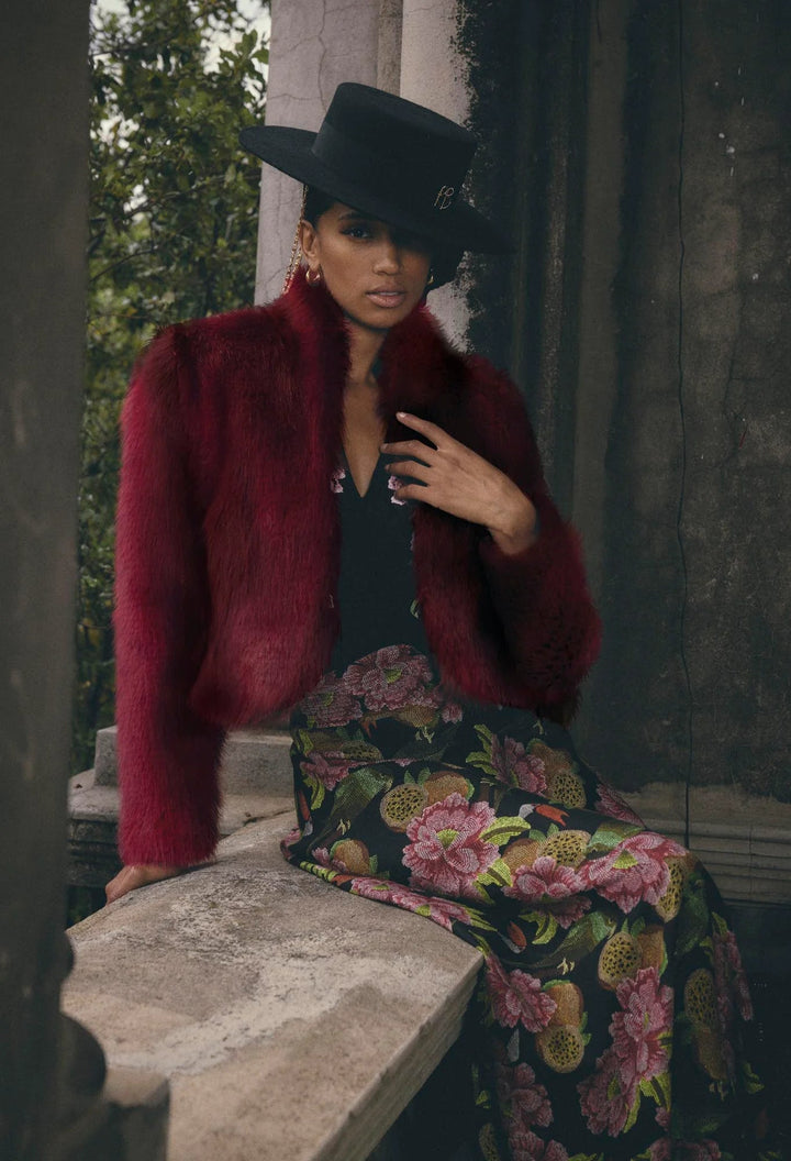 ONCE WAS Reina Faux Fur Jacket in Rosa Coats & Jackets Once Was