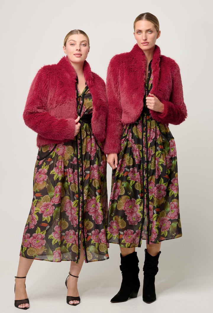 ONCE WAS Reina Faux Fur Jacket in Rosa Coats & Jackets Once Was