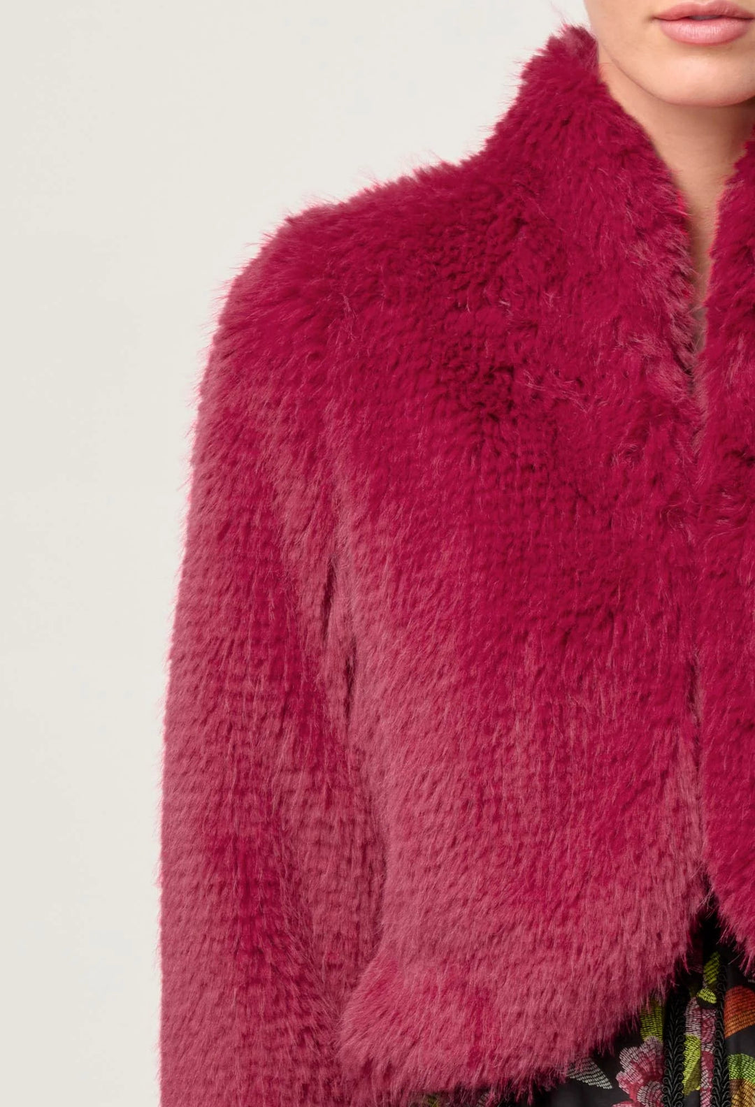 ONCE WAS Reina Faux Fur Jacket in Rosa Coats & Jackets Once Was