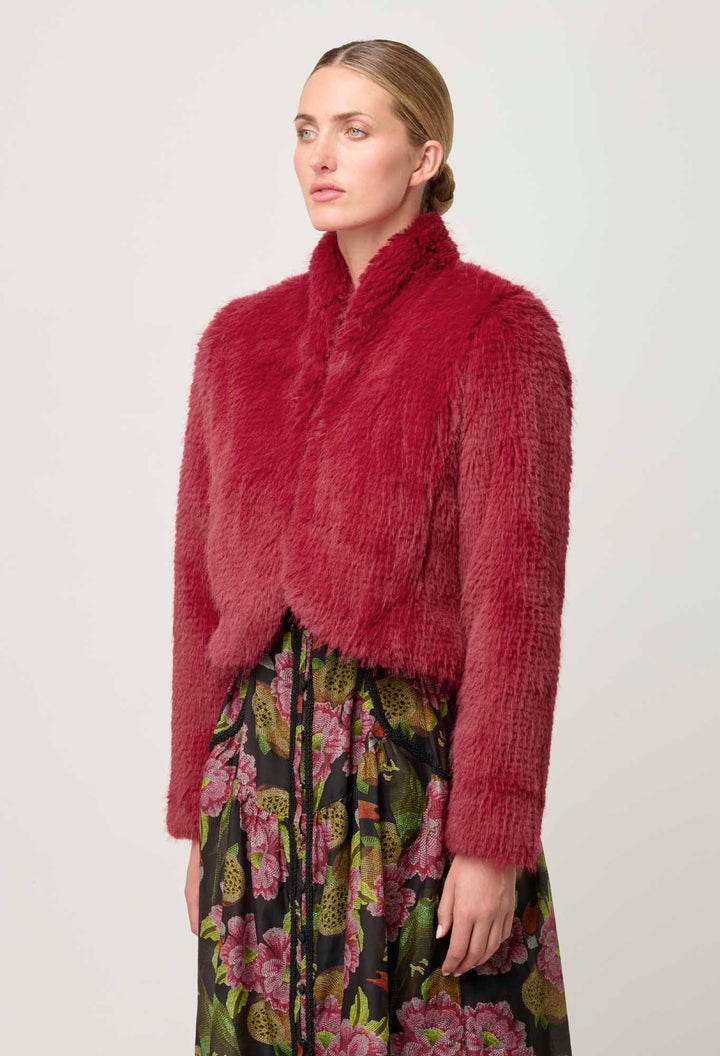 ONCE WAS Reina Faux Fur Jacket in Rosa Coats & Jackets Once Was