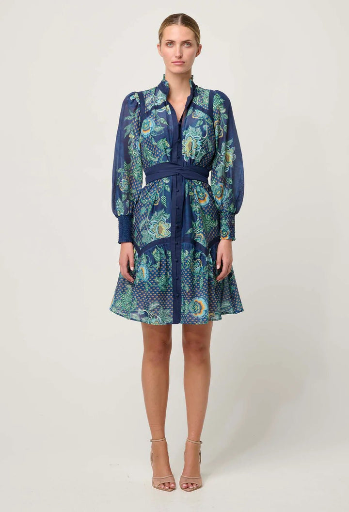 ONCE WAS Renata Placement print cotton silk midi dress - Mariposa Zafiro Dress Once Was