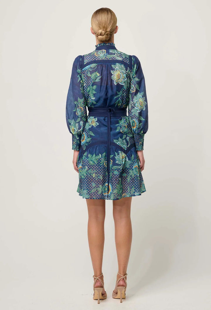 ONCE WAS Renata Placement print cotton silk midi dress - Mariposa Zafiro Dress Once Was