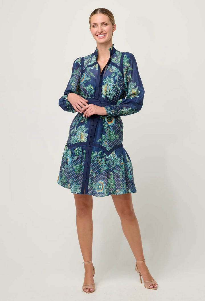 ONCE WAS Renata Placement print cotton silk midi dress - Mariposa Zafiro Dress Once Was
